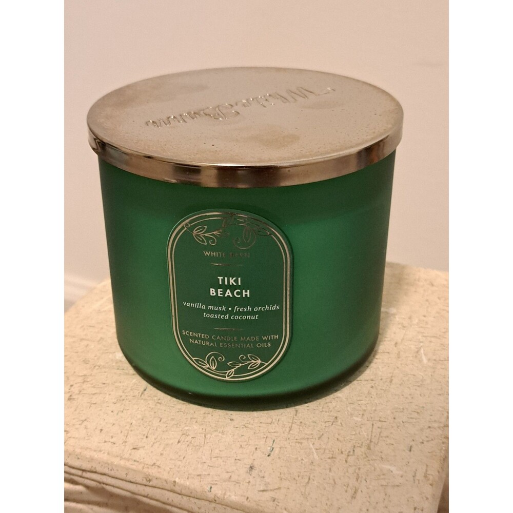 White Barn Tiki Beach Vanilla Musk Fresh Orchid Toasted Coconut 3 Wick Candle